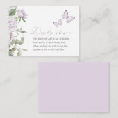 紫のフローラ蝶の赤ちゃんシャワー表示シャワー エンクロージャーカード (正面/裏面)