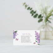 紫のフローラ蝶の赤ちゃんシャワー エンクロージャーカード (スタンド正面)