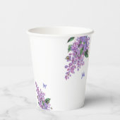 紫のフローラ蝶の赤ちゃんシャワー 紙コップ (裏面)