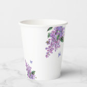 紫のフローラ蝶の赤ちゃんシャワー 紙コップ (正面)