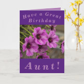 紫のフローラ誕生日カード カード (黄色い花)