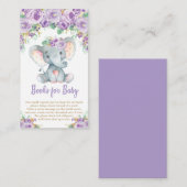 紫のフローラ象のベビーが本を持ってくる エンクロージャーカード (正面/裏面)