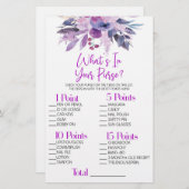 紫のフローラ財布のブライダルシャワーゲーム 便箋 (正面/裏面)