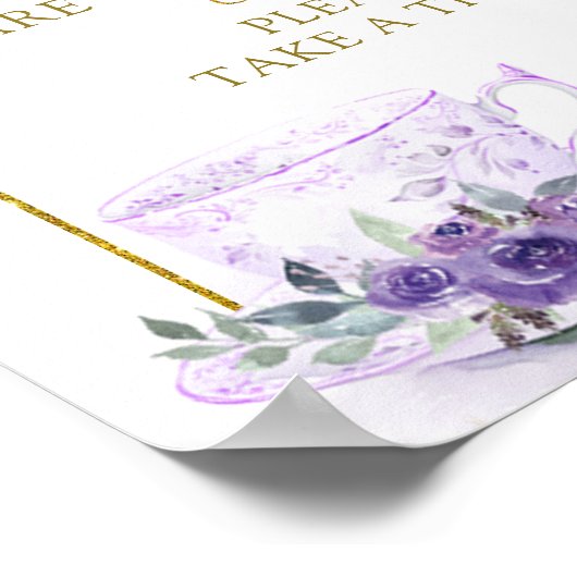 紫のフローラ赤ちゃんシャワーお茶のベビーは甘い ポスター (角)