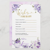 紫のフローラ赤ちゃんシャワーお茶の願いベビー (正面/裏面)