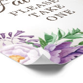 紫のフローラ赤ちゃんシャワーの好意を取る ポスター (角)