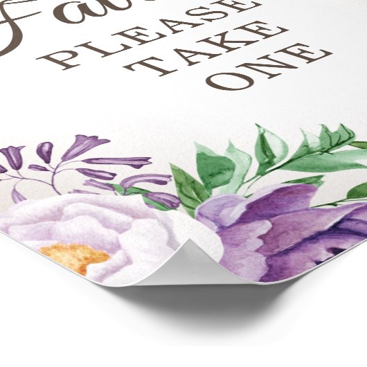 紫のフローラ赤ちゃんシャワーの好意を取る ポスター (角)