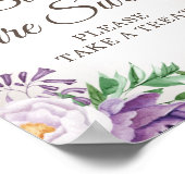 紫のフローラ赤ちゃんシャワーベビー甘いテイクトリート ポスター (角)