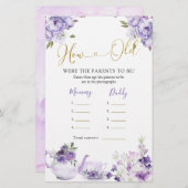 紫のフローラ赤ちゃんシャワー茶どのように老いた両親 (正面/裏面)