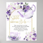 紫のフローラ赤ちゃんシャワー茶は言わないベビー ポスター (正面)