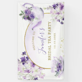 紫のフローラ赤ちゃんシャワー茶パーティー大きなバナー 横断幕 (縦)