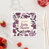 紫のフローラ赤ちゃんシャワー スタンダードカクテルナプキン (インサイチュ)