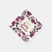 紫のフローラ赤ちゃんシャワー スタンダードカクテルナプキン (角)