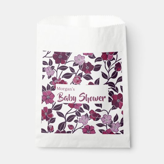 紫のフローラ赤ちゃんシャワー フェイバーバッグ (正面)