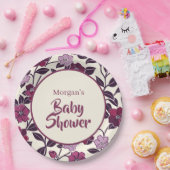 紫のフローラ赤ちゃんシャワー ペーパープレート (パーティー)