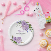 紫のフローラ赤ちゃんシャワー ペーパープレート (パーティー)