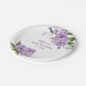 紫のフローラ赤ちゃんシャワー ペーパープレート (アングル)