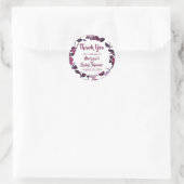 紫のフローラ赤ちゃんシャワー ラウンドシール (バッグ)