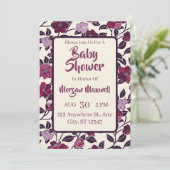 紫のフローラ赤ちゃんシャワー 招待状 (スタンド正面)