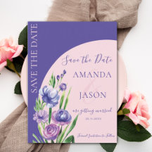 紫のフローラ赤面エレガントな結婚式の日付を保存
