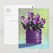 紫のフローラ静物画 ポストカード (正面/裏面)