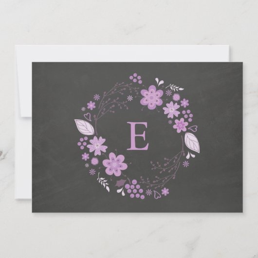 紫のフローラ黒板の誕生のお知らせ 案内状 (裏面)