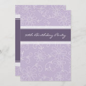 紫のフローラ90番目のバースデーパーティ招待状 招待状 (正面/裏面)