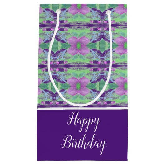 紫のフローラ（パターンあり） スモールペーパーバッグ (正面)