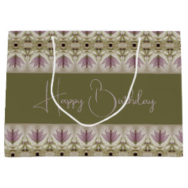 紫のフローラ パターン（の模様が）ある ラージペーパーバッグ