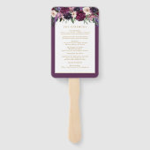 紫のフローラ |パーソナライズされた結婚式 プログラム ハンドファン (裏面)