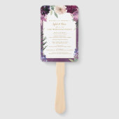 紫のフローラ |パーソナライズされた結婚式 プログラム ハンドファン (正面)