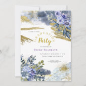 紫のフローラ/金ゴールドのスプラッシュ/写真/卒業 招待状 (正面)