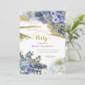 紫のフローラ/金ゴールドのスプラッシュ/写真/卒業 招待状 (スタンド正面)