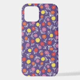 紫のフローラ iPhone 12ケース