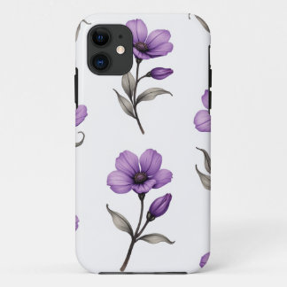 紫のフローラiPhoneケース iPhone 11 ケース