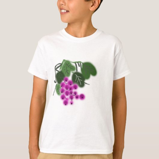 紫のブドウと緑の葉 Tシャツ (正面)