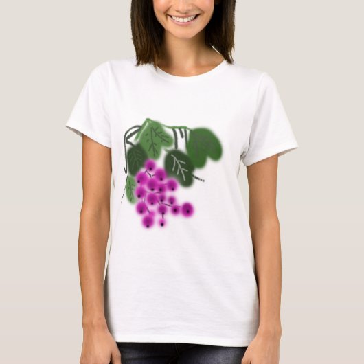 紫のブドウと緑の葉 Tシャツ (正面)