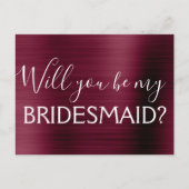 紫のブルゴーニュエレガントが私の花嫁になる インビテーションポストカード (正面)