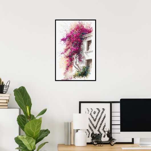 紫のブーゲンビリアの軒先の色 ポスター (ホームオフィス)