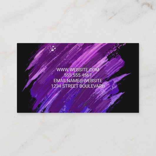紫のブ芸術的ラッ絵を描ト加工された名刺 名刺 (裏面)