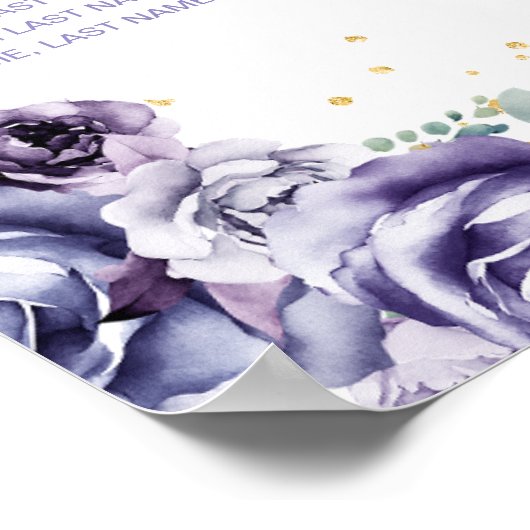 紫のプリンセスクインセアニラ10テーブル座席表 ポスター (角)