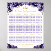 紫のプリンセスクインセアニラ15テーブル座席表 ポスター (正面)