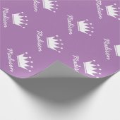 紫のプリンセスクラウンベビーシャワー包装紙 ラッピングペーパー (角)