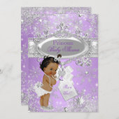 紫のプリンセス冬の赤ちゃんシャワーエスニック 招待状 (正面/裏面)