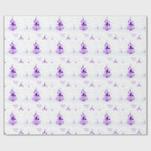 紫のプリンセス。名パーソナライズされた城ガーリー ラッピングペーパー (フラット)