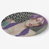 紫のプレート ペーパープレート (アングル)