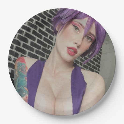 紫のプレート ペーパープレート (正面)