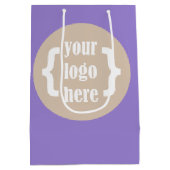 紫のプロモ無地のーション抱き枕（ホワイトロゴ付き） ミディアムペーパーバッグ (裏面)