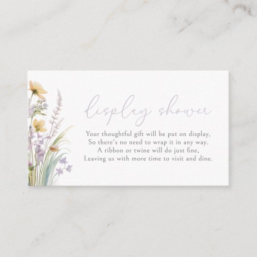 紫のベビーで開花野草表示シャワー エンクロージャーカード (正面)