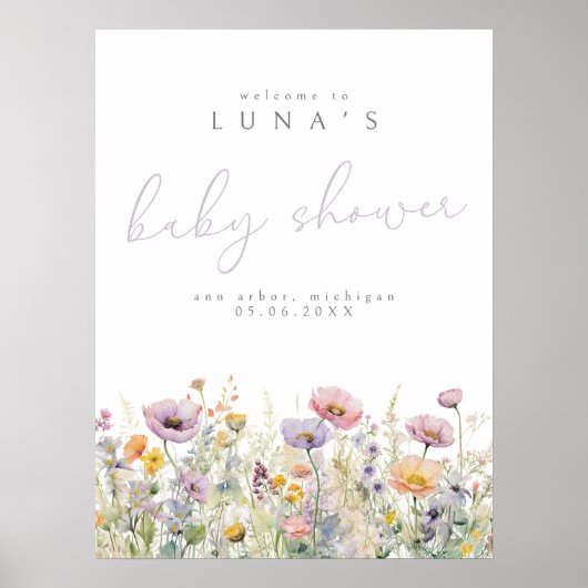 紫のベビーの開花ワイルドフラワーウェルカムポスター ポスター (正面)